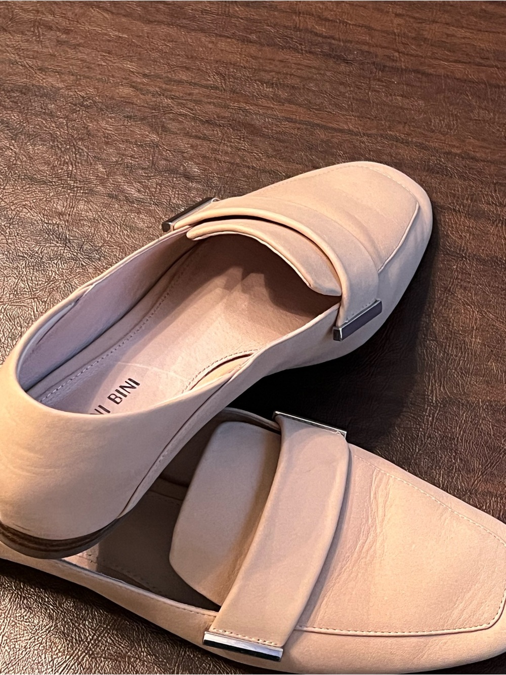 Gianni Bini Beige Leather Loafers - Picture 3 of 4